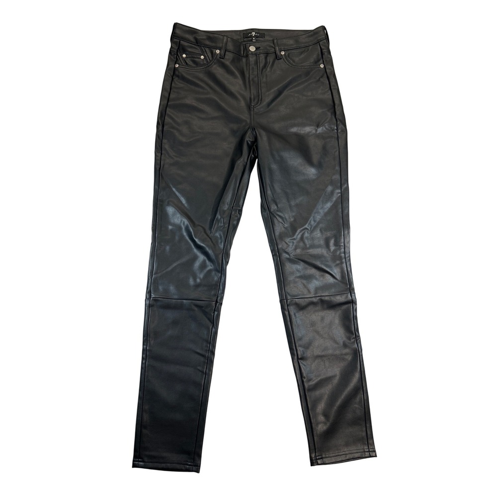 7 For All Mankind Pants Womens M Black Faux Leather High Waisted